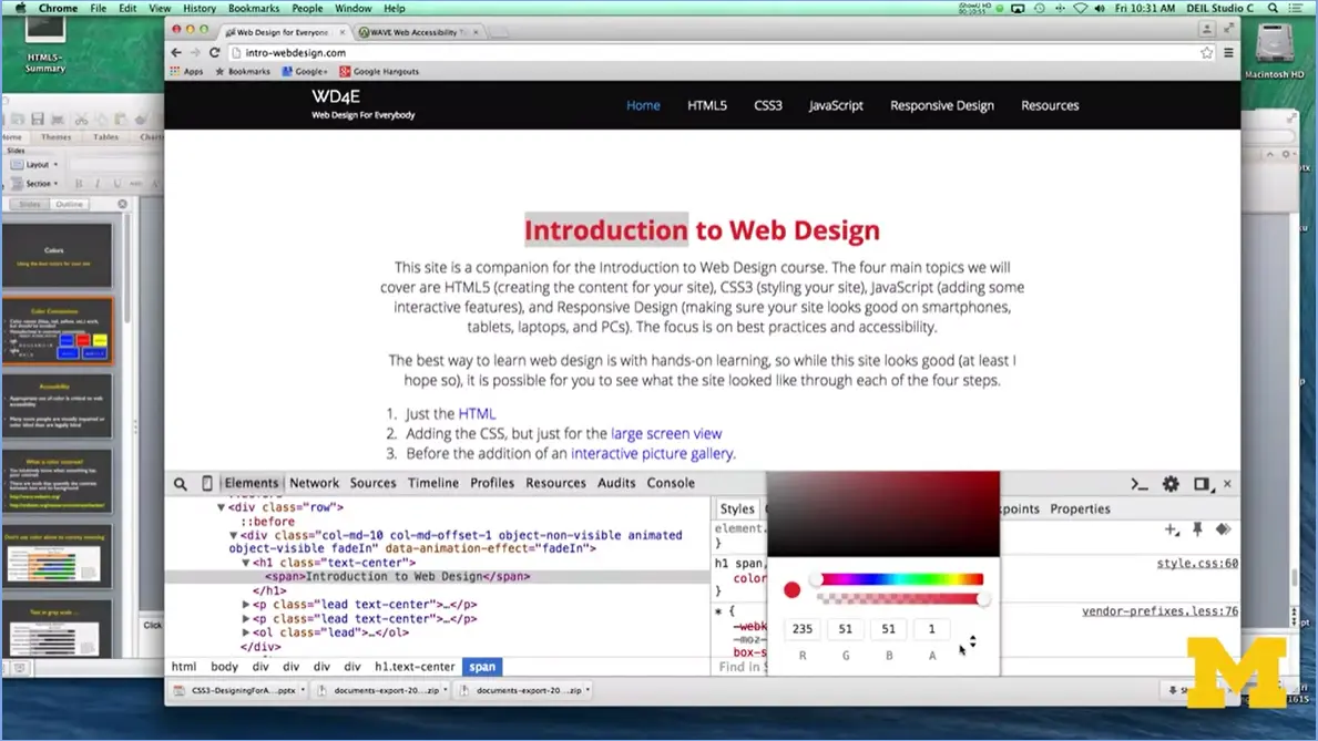 Inspect Element, Course Webpage, #5.