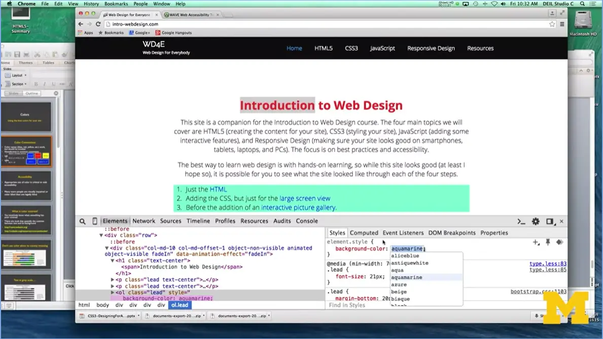 Inspect Element, Course Webpage, #7.