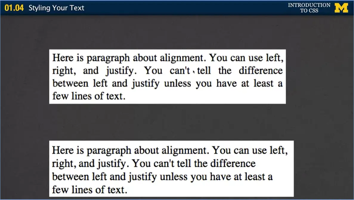 Example, Compare justify with left-align.