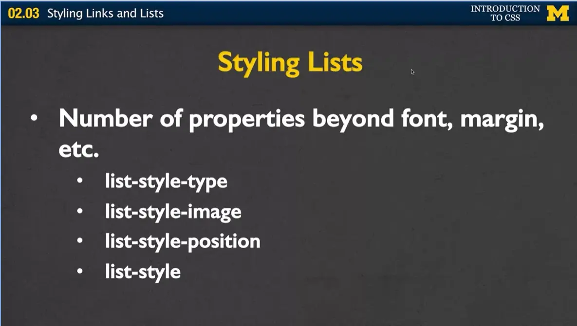 Styling Lists.