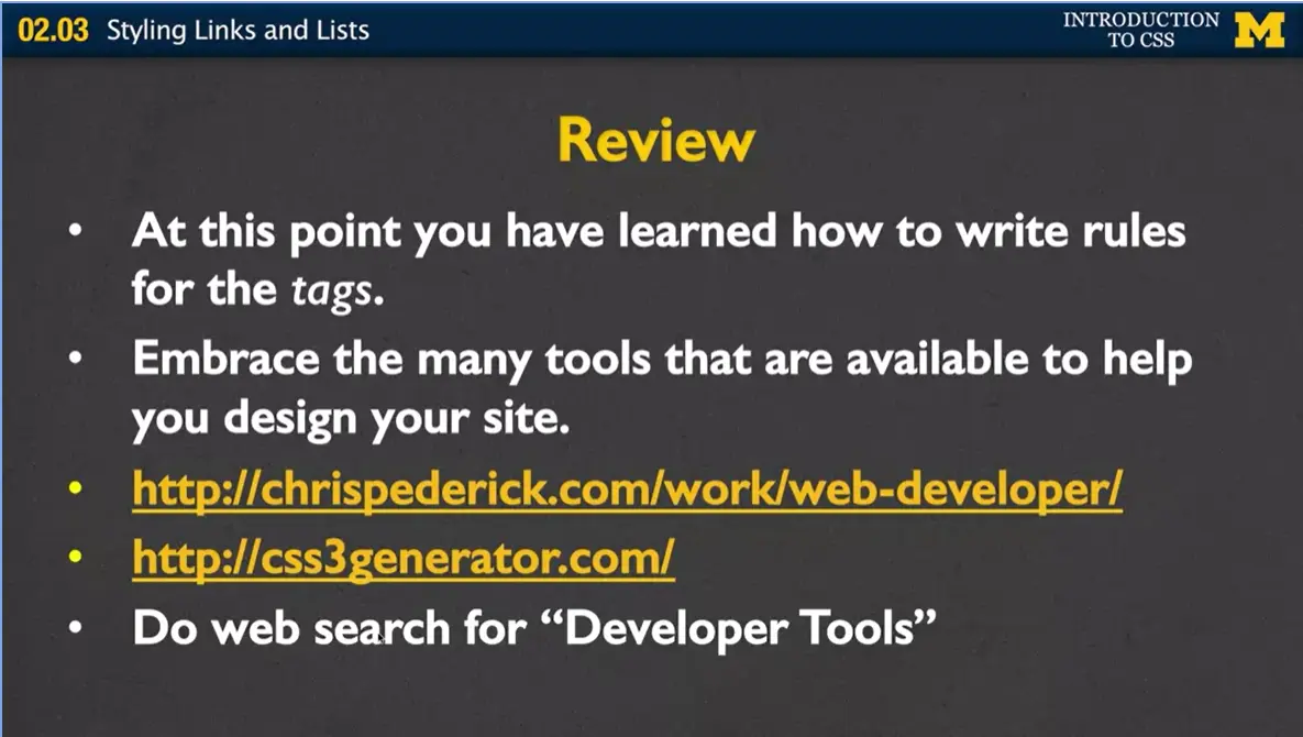 2.03 Review: Styling links and lists.