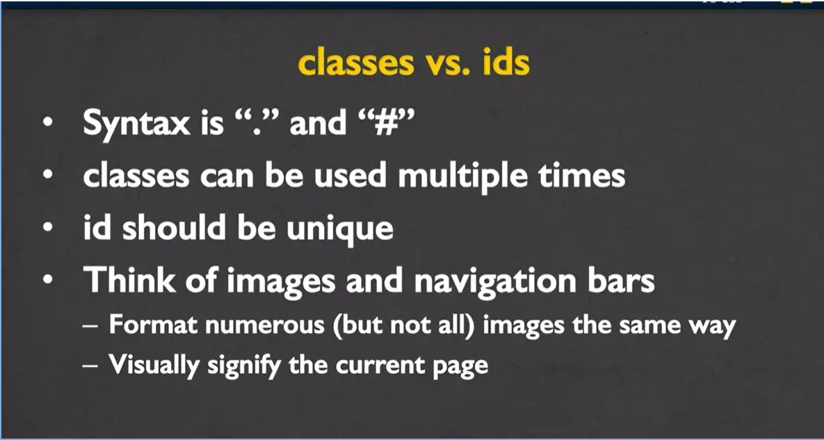 Classes vs ids.