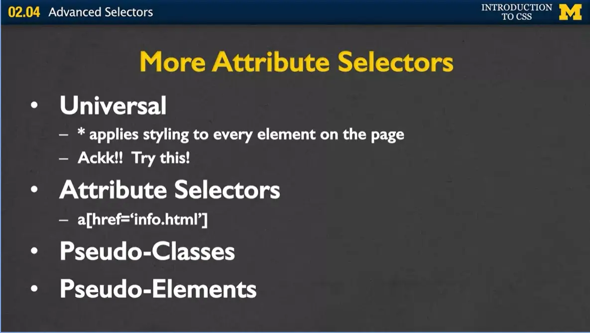 More Attribute Selectors.