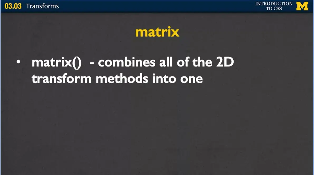 Matrix - Combine 2d transform methods.